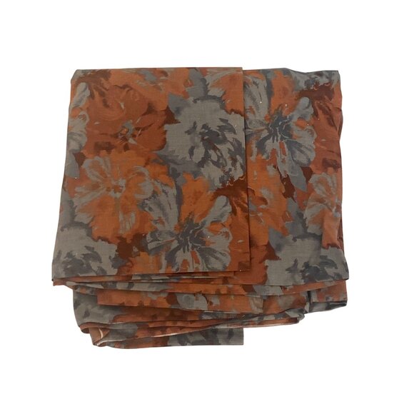 VTG Fabric Floral Orange Gray Quilting Sewing Cloth Arts Crafts - Picture 2 of 6